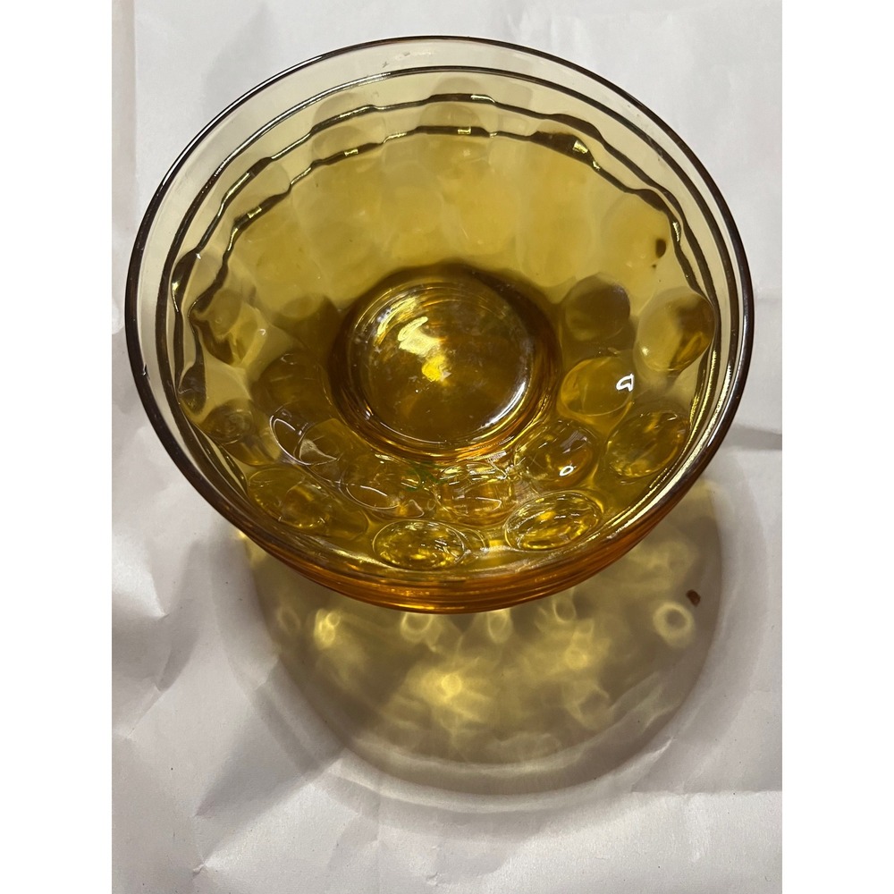 Set of 4 Vintage Hazel Atlas Capri Dot Amber Glass Bowl Dip Bowls